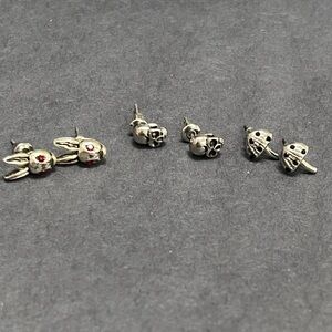 Silver Skull Stud Earrings